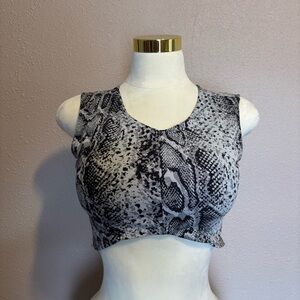 #0029 Sleek Black and Gray Snakeskin Crop Tank Top